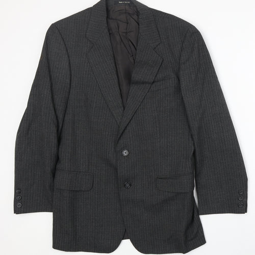 Marks and Spencer Mens Grey Striped Polyester Jacket Suit Jacket Size 38 Regular