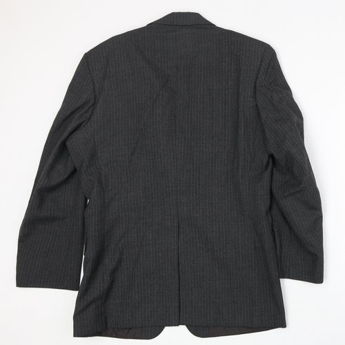 Marks and Spencer Mens Grey Striped Polyester Jacket Suit Jacket Size 38 Regular