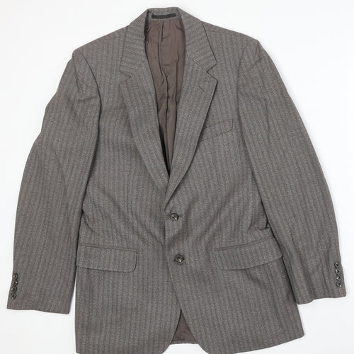 Marks and Spencer Mens Grey Striped Wool Jacket Suit Jacket Size 38 Regular