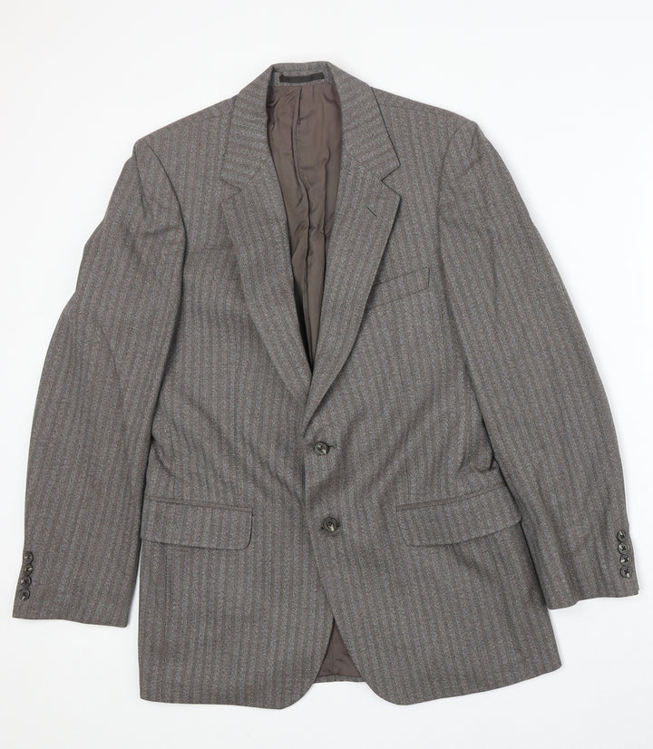Marks and Spencer Mens Grey Striped Wool Jacket Suit Jacket Size 38 Regular