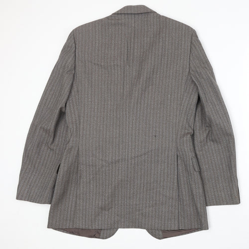 Marks and Spencer Mens Grey Striped Wool Jacket Suit Jacket Size 38 Regular