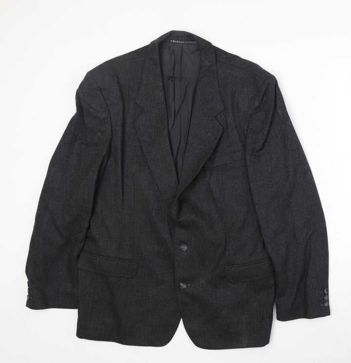 Burton Mens Grey Wool Jacket Suit Jacket Size 40 Regular