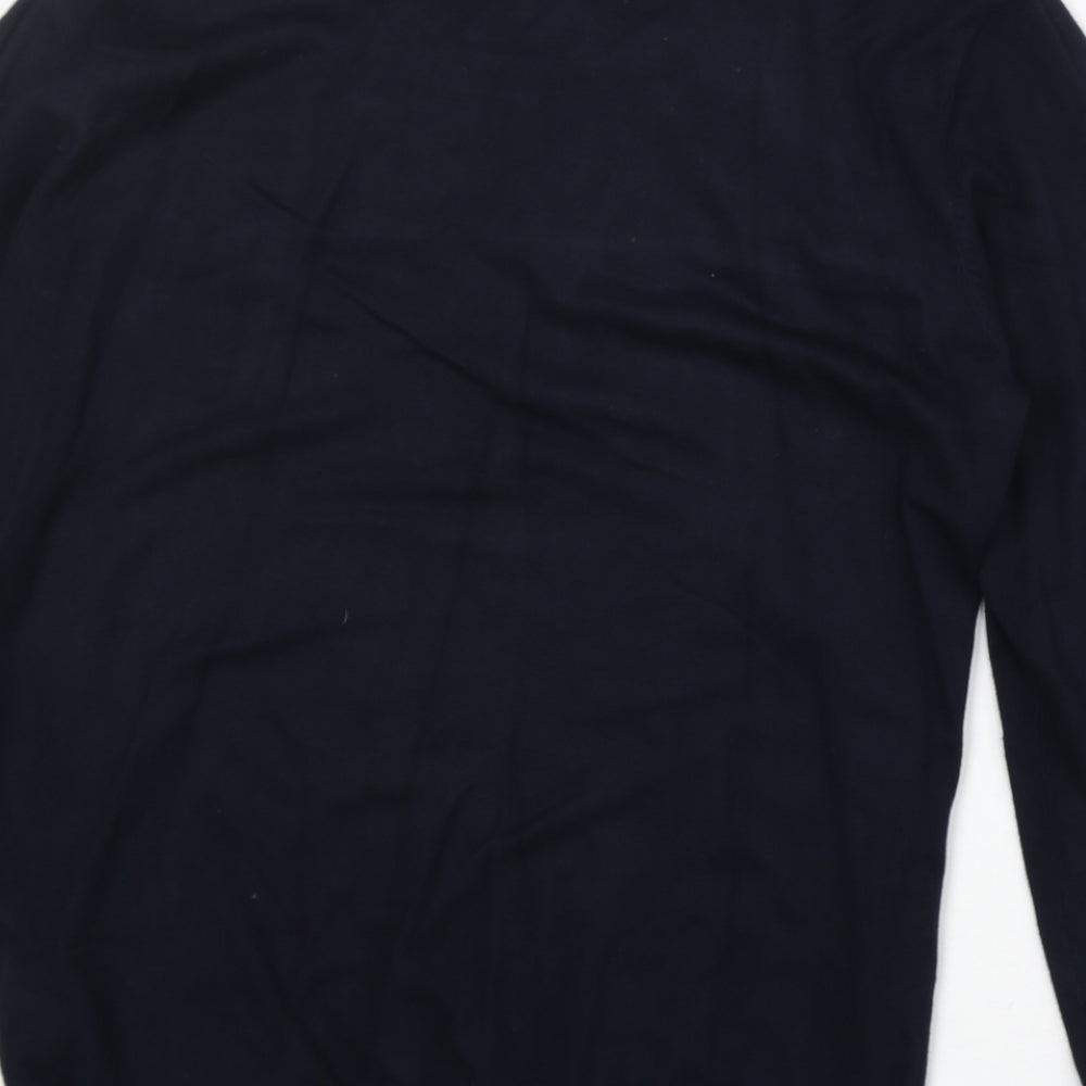 Zara Mens Blue Round Neck Polyester Pullover Jumper Size XL Long Sleeve