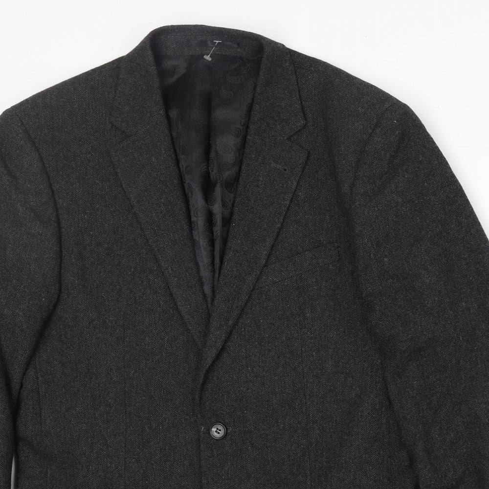 Aspen & Court Mens Grey Wool Jacket Blazer Size 38 Regular