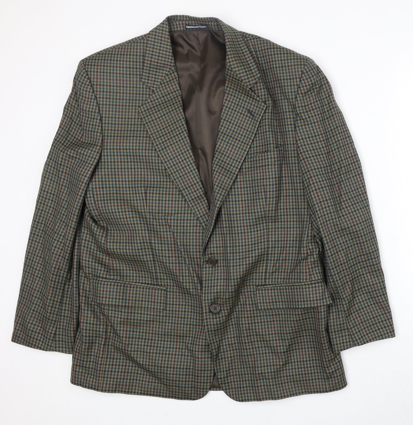 Greenwood Classic Mens Multicoloured Geometric Wool Jacket Blazer Size 42 Regular