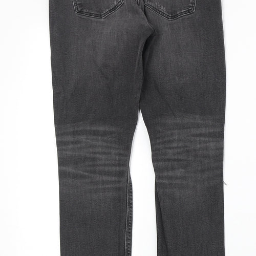 River Island Womens Black Cotton Straight Jeans Size 30 in Regular Zip