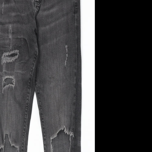 River Island Womens Black Cotton Straight Jeans Size 30 in Regular Zip