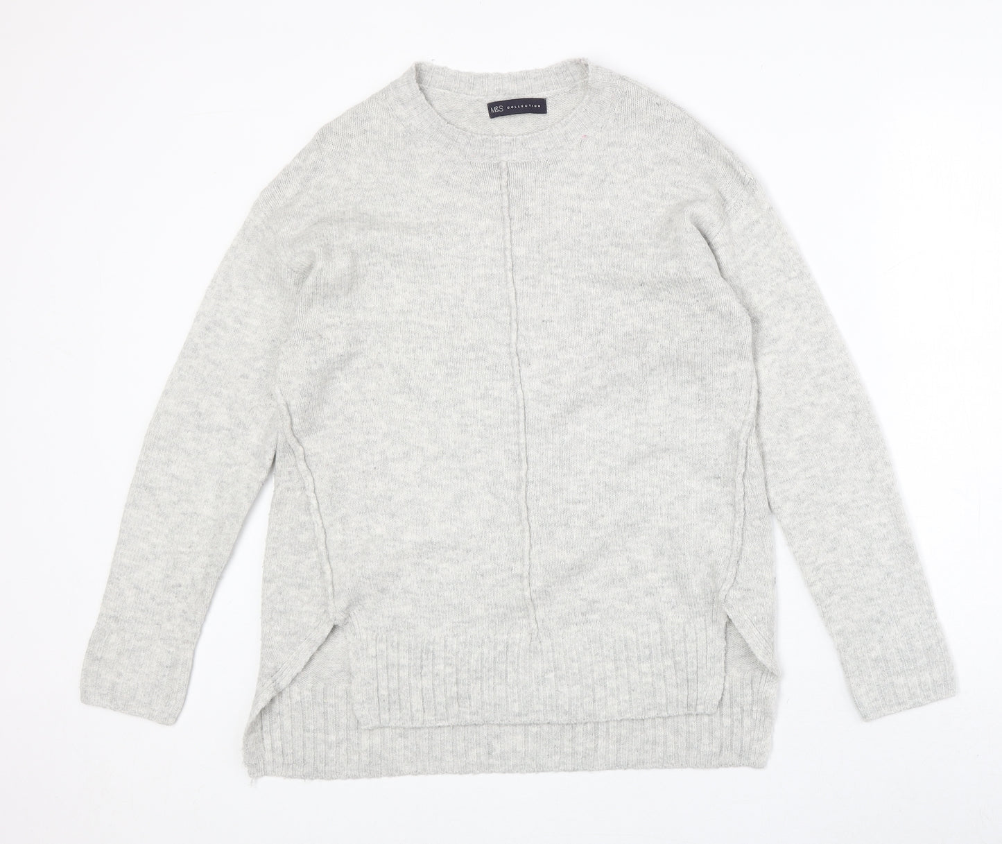 Marks and Spencer Womens Grey Round Neck Acrylic Pullover Jumper Size S