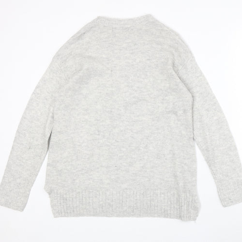 Marks and Spencer Womens Grey Round Neck Acrylic Pullover Jumper Size S