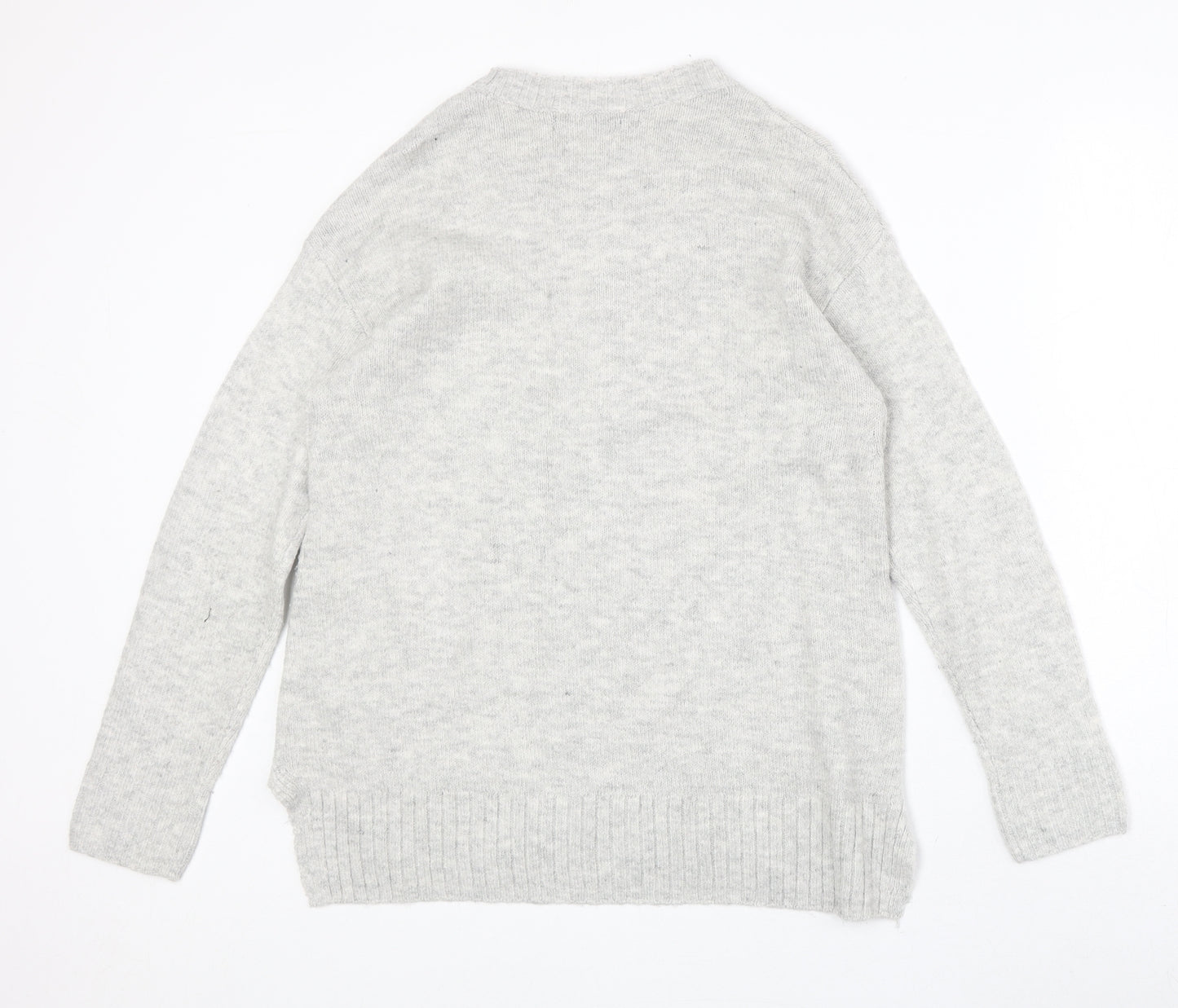 Marks and Spencer Womens Grey Round Neck Acrylic Pullover Jumper Size S