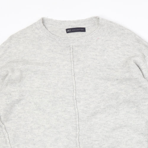 Marks and Spencer Womens Grey Round Neck Acrylic Pullover Jumper Size S