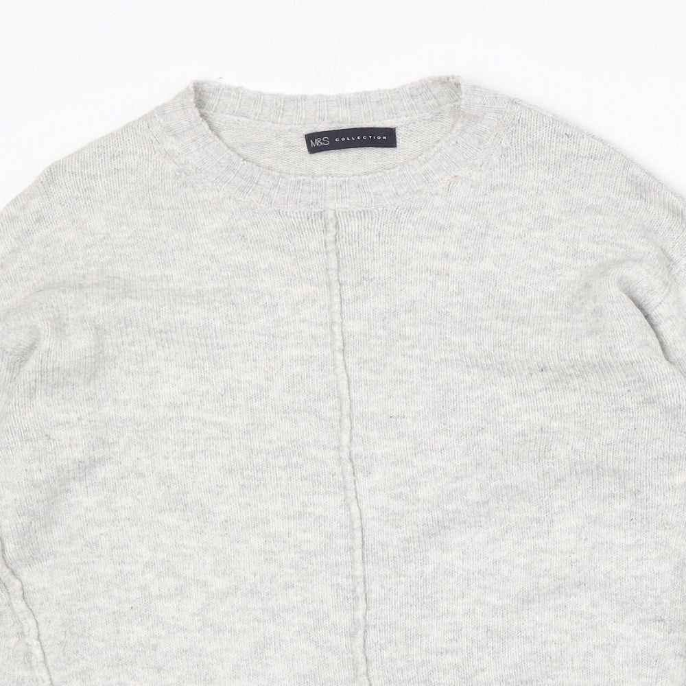 Marks and Spencer Womens Grey Round Neck Acrylic Pullover Jumper Size S