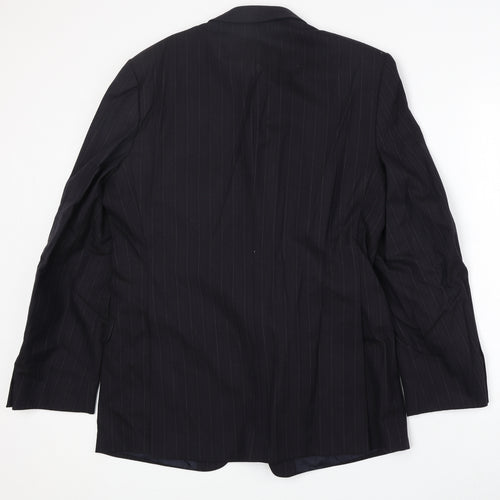 Marks and Spencer Mens Black Striped Wool Jacket Suit Jacket Size 42 Regular