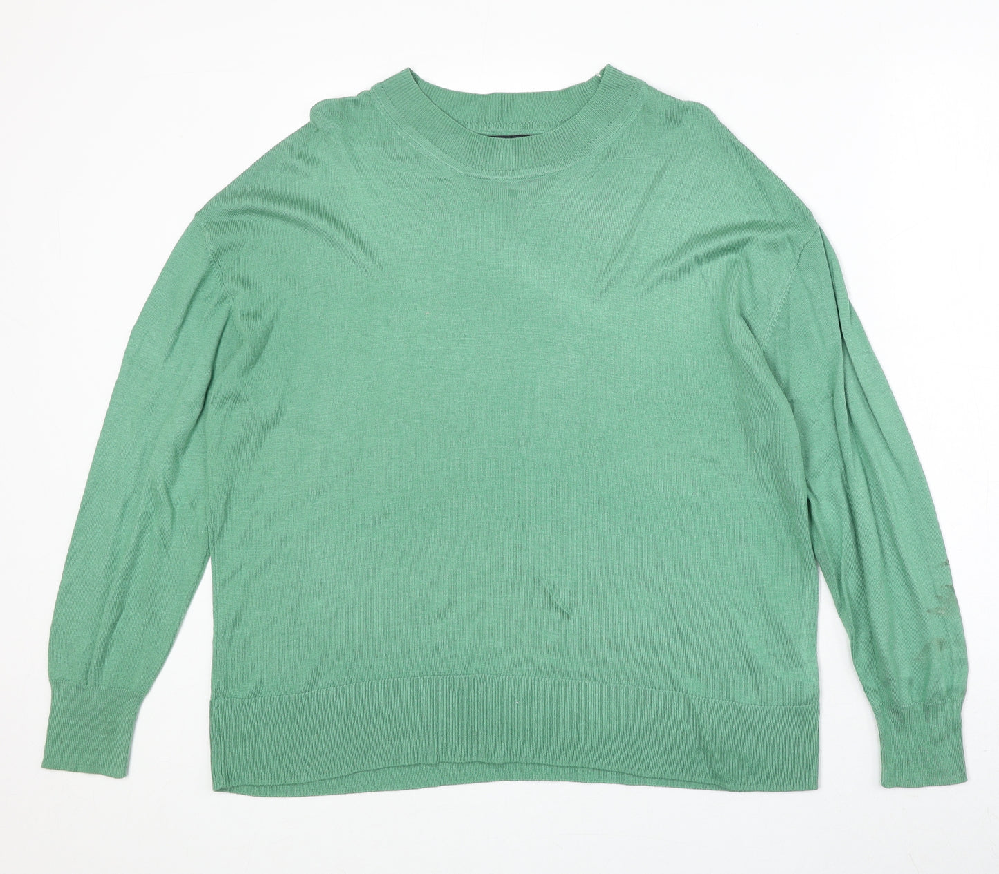 Marks and Spencer Womens Green Round Neck Acrylic Pullover Jumper Size L