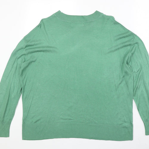 Marks and Spencer Womens Green Round Neck Acrylic Pullover Jumper Size L