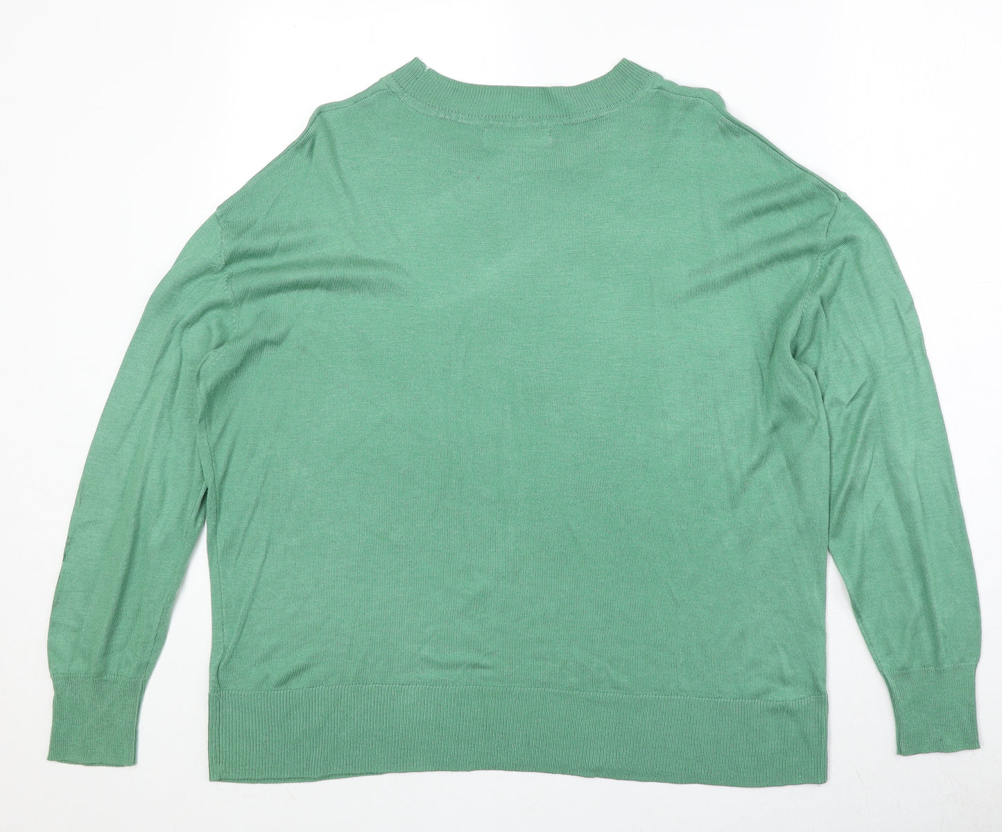Marks and Spencer Womens Green Round Neck Acrylic Pullover Jumper Size L