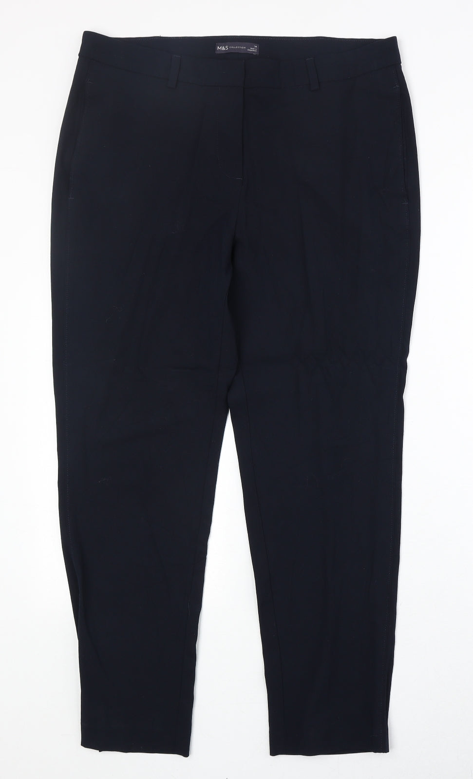 Marks and Spencer Womens Blue Polyester Dress Pants Trousers Size 14 Regular Zip