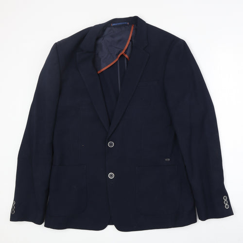 River Island Mens Blue Polyester Jacket Blazer Size 40 Regular