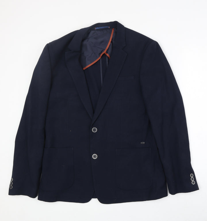 River Island Mens Blue Polyester Jacket Blazer Size 40 Regular