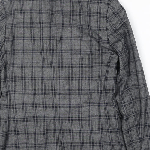 Topman Mens Grey Plaid Polyester Jacket Suit Jacket Size 38 Regular