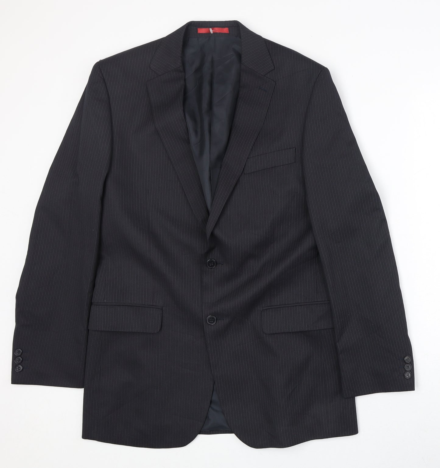 Burton Mens Black Striped Polyester Jacket Suit Jacket Size 40 Regular