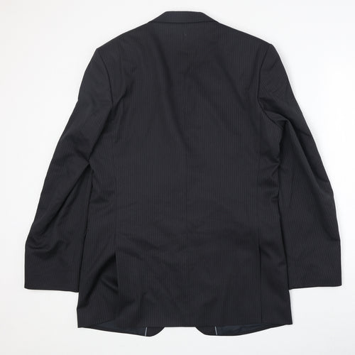 Burton Mens Black Striped Polyester Jacket Suit Jacket Size 40 Regular