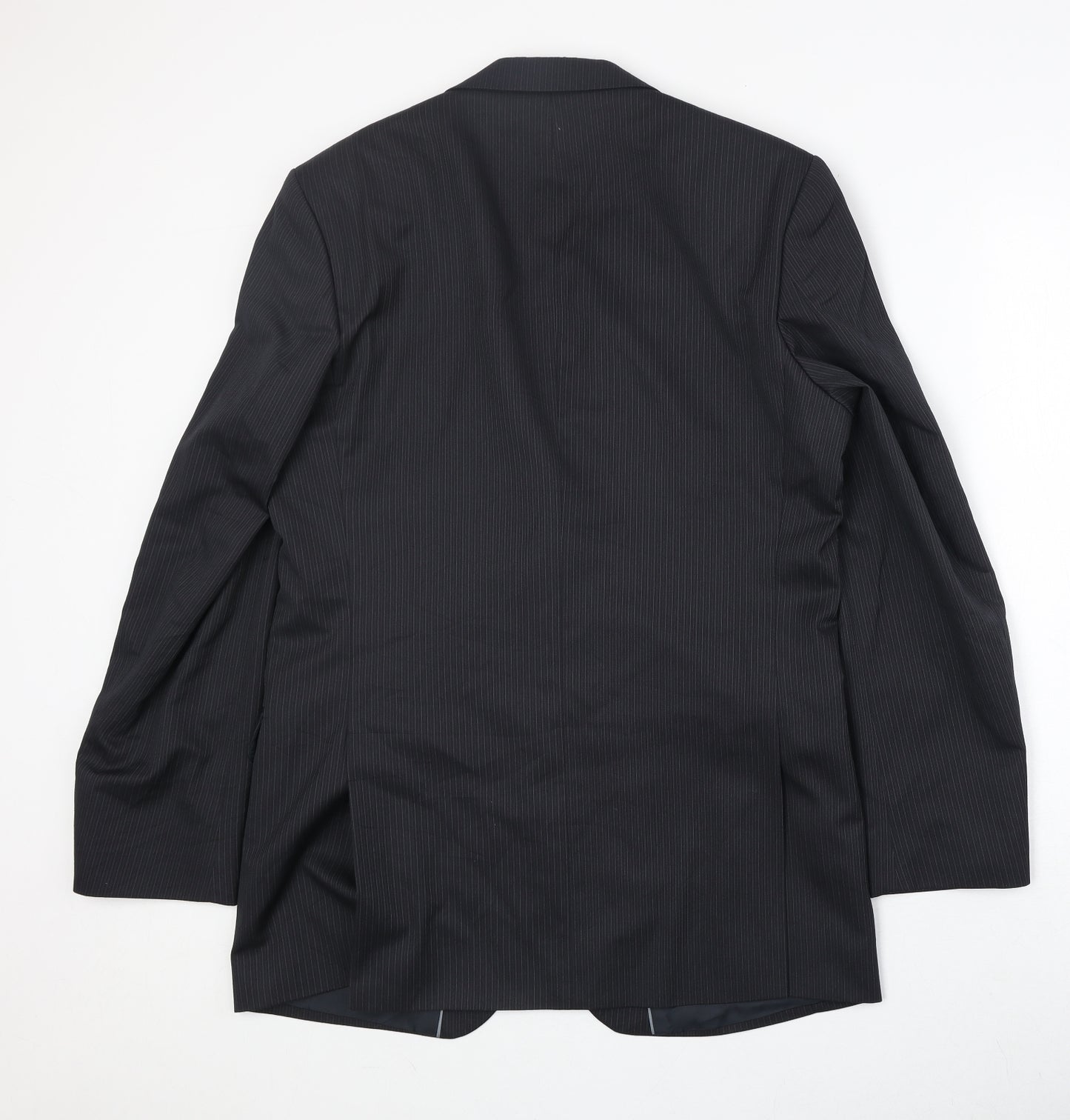 Burton Mens Black Striped Polyester Jacket Suit Jacket Size 40 Regular