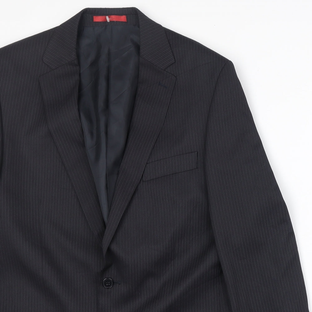 Burton Mens Black Striped Polyester Jacket Suit Jacket Size 40 Regular