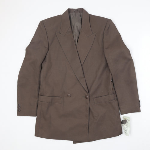 Classic Womens Brown Polyester Jacket Suit Jacket Size 12