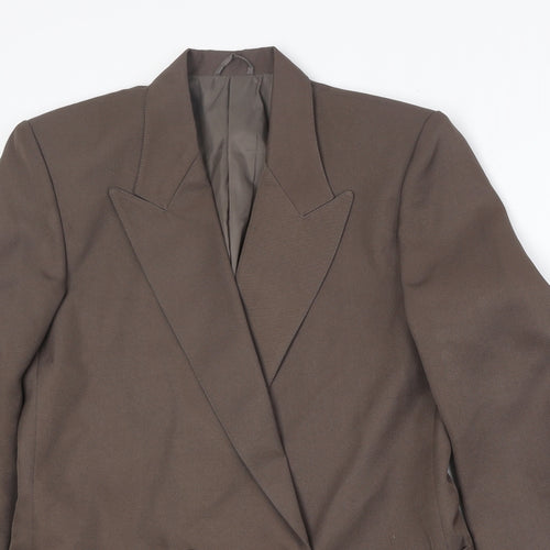 Classic Womens Brown Polyester Jacket Suit Jacket Size 12