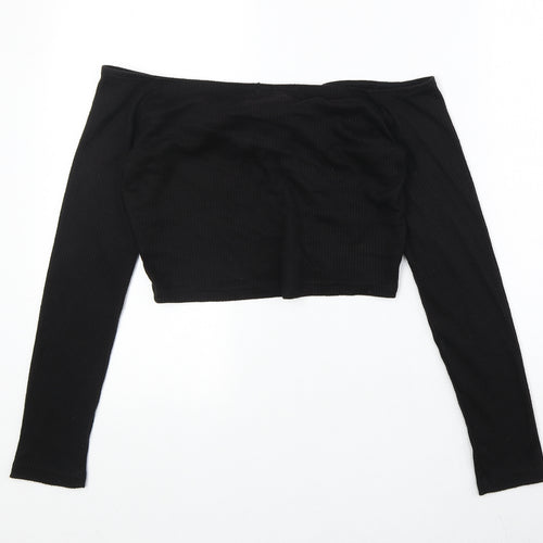 Divided by H&M Womens Black Acrylic Cropped Blouse Size M Off the Shoulder