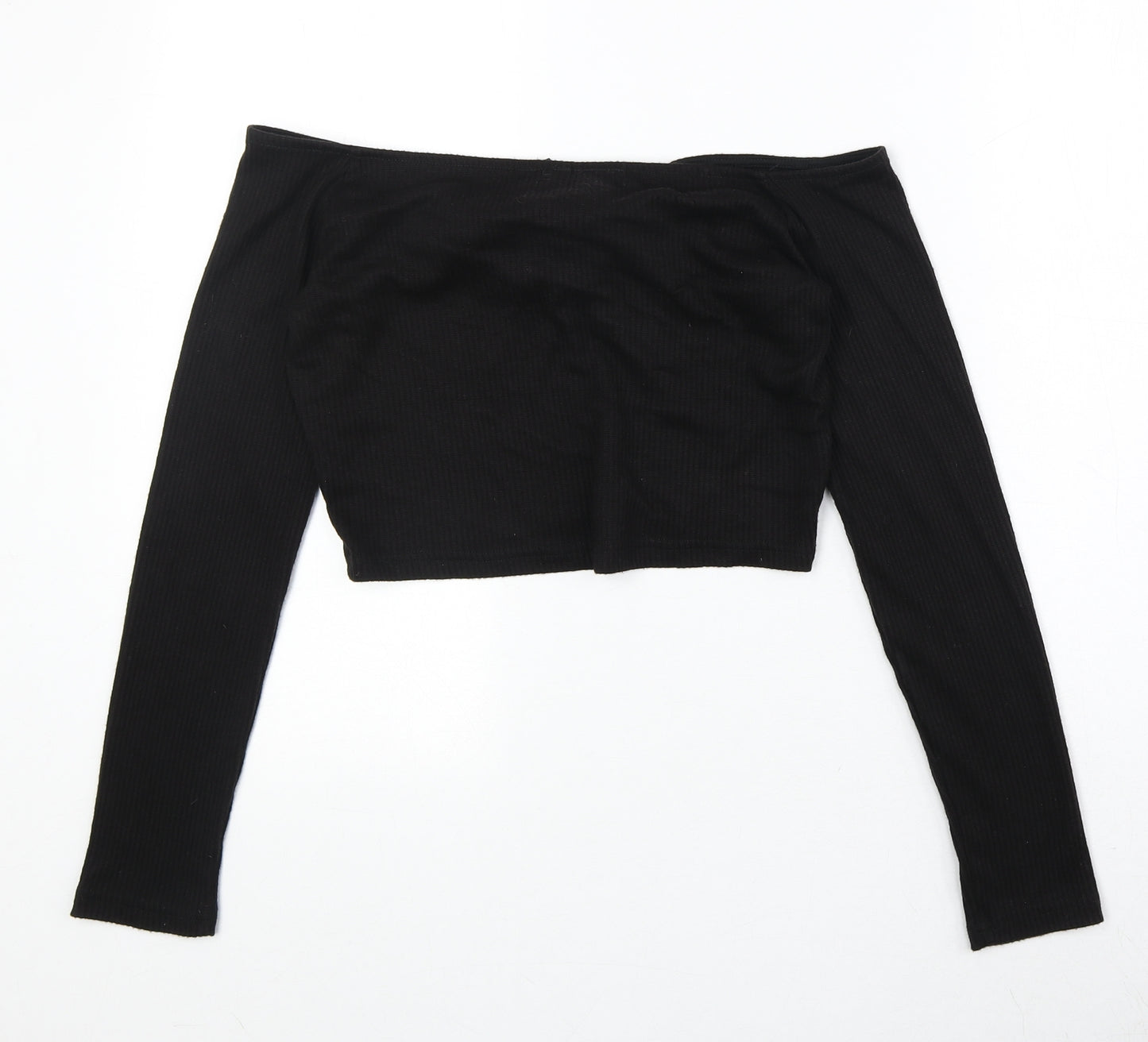Divided by H&M Womens Black Acrylic Cropped Blouse Size M Off the Shoulder