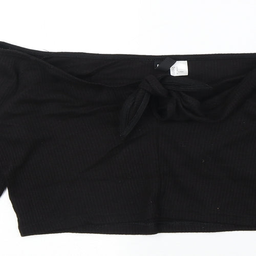 Divided by H&M Womens Black Acrylic Cropped Blouse Size M Off the Shoulder