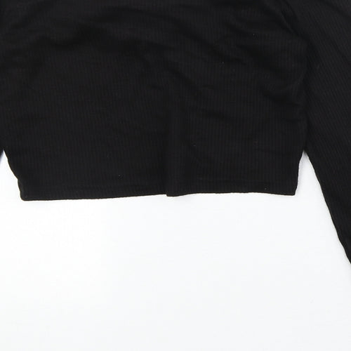 Divided by H&M Womens Black Acrylic Cropped Blouse Size M Off the Shoulder