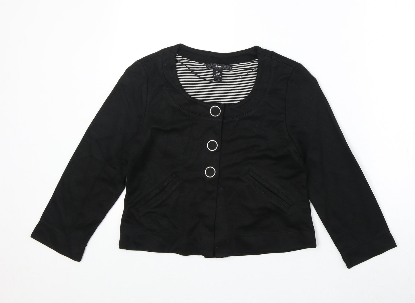 H&M Womens Black Jacket Blazer Size XS Button