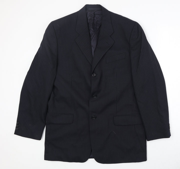 NEXT Mens Blue Striped Wool Jacket Suit Jacket Size 40 Regular