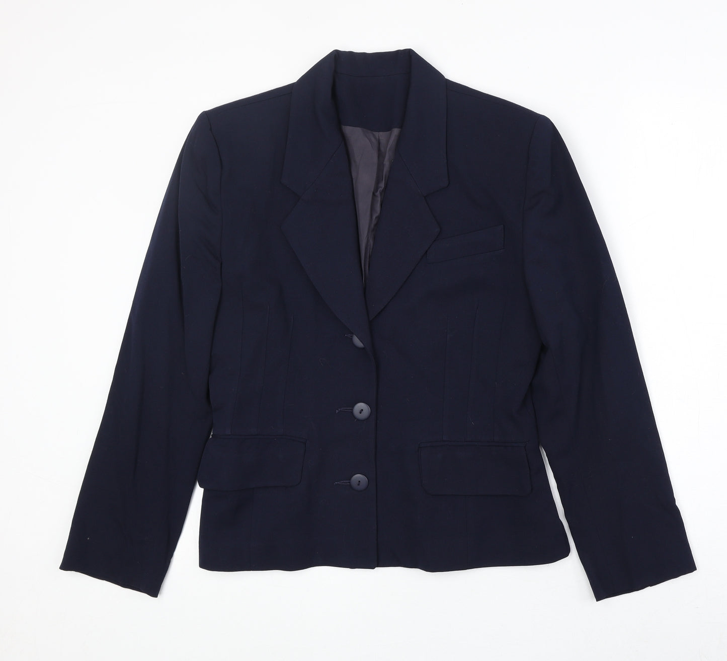 Elliott Lauren Womens Blue Polyester Jacket Blazer Size 8