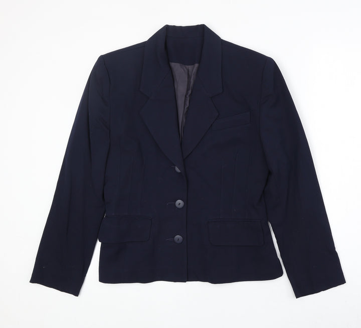 Elliott Lauren Womens Blue Polyester Jacket Blazer Size 8