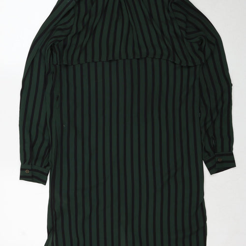 FOREVER 21 Womens Green Striped Polyester Shirt Dress Size XS Collared Button