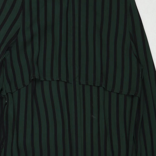 FOREVER 21 Womens Green Striped Polyester Shirt Dress Size XS Collared Button