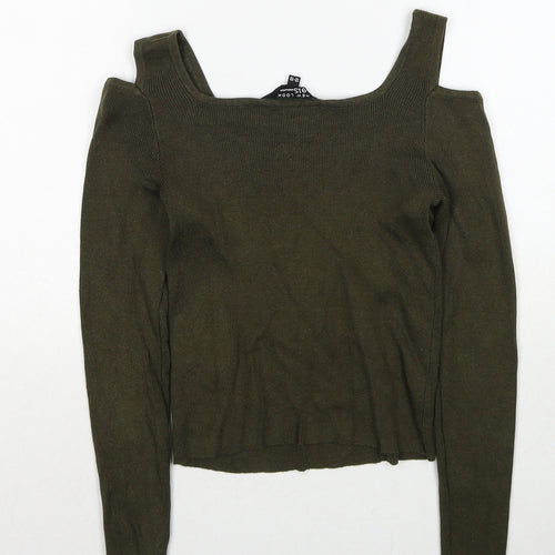 New Look Girls Green Scoop Neck Viscose Pullover Jumper Size 12-13 Years Pullover - Cold Shoulder