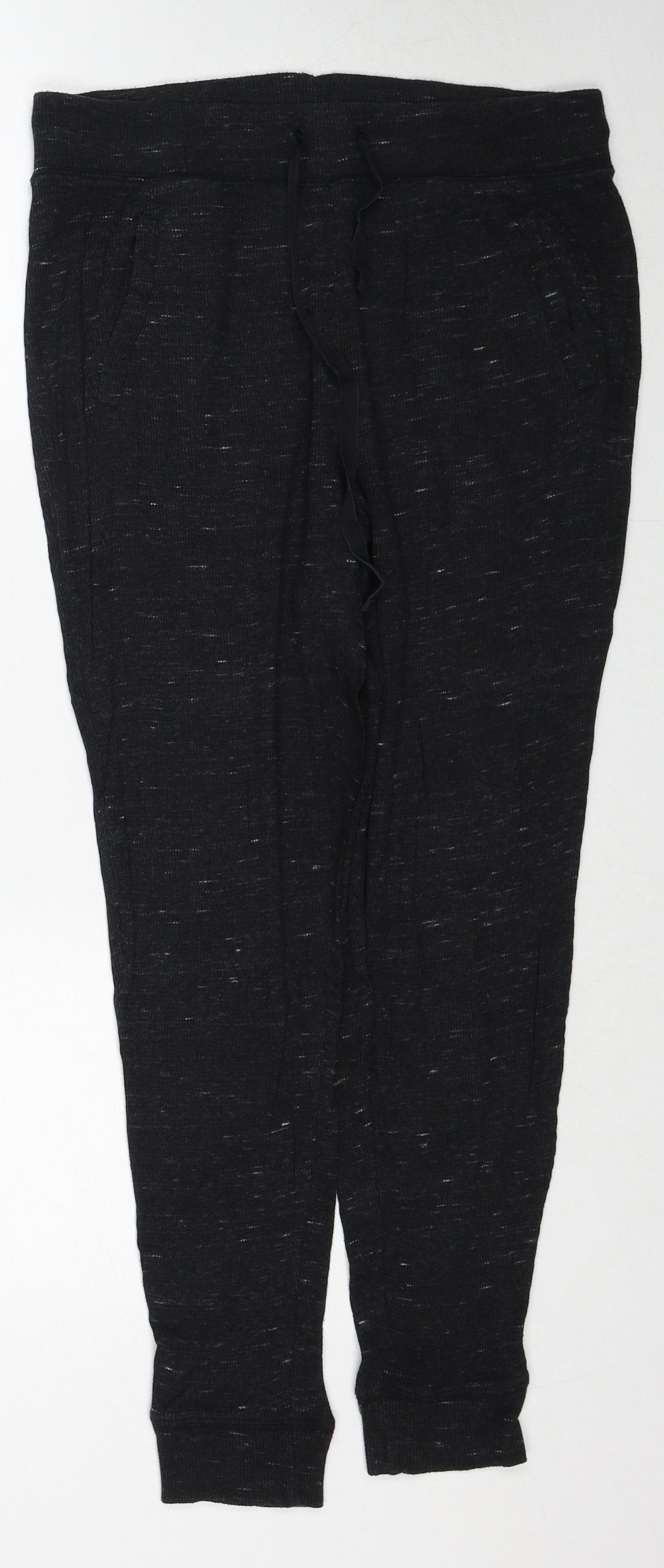 Aerie Womens Black Cotton Jogger Trousers Size M Regular Drawstring