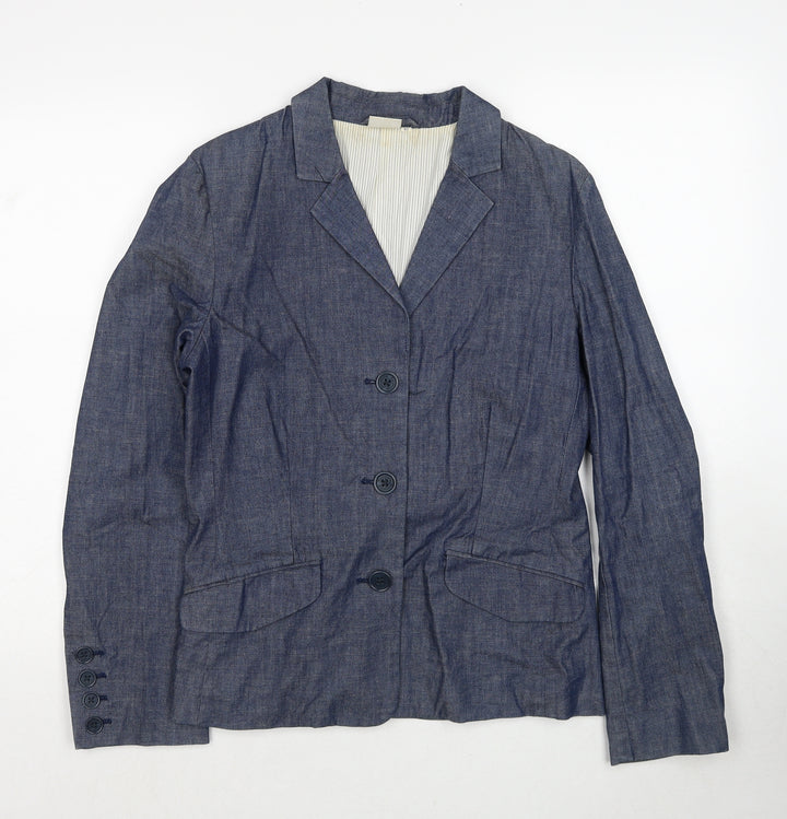 Boomerang Womens Blue Jacket Blazer Size 12 Button