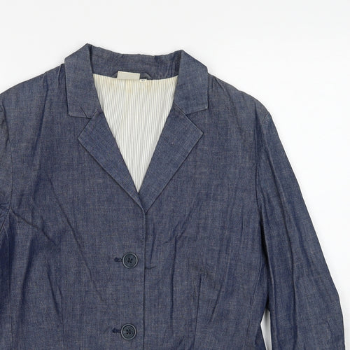 Boomerang Womens Blue Jacket Blazer Size 12 Button