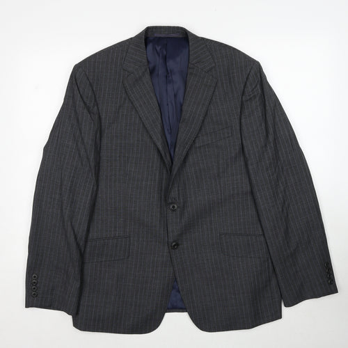 Marks and Spencer Mens Grey Striped Wool Jacket Suit Jacket Size 42 Regular