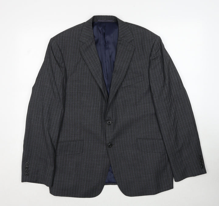 Marks and Spencer Mens Grey Striped Wool Jacket Suit Jacket Size 42 Regular