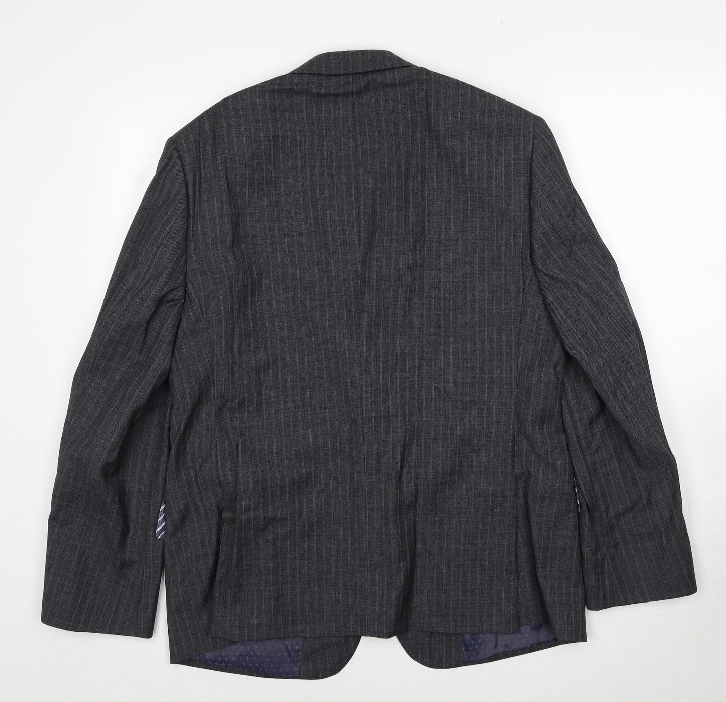 Marks and Spencer Mens Grey Striped Wool Jacket Suit Jacket Size 42 Regular
