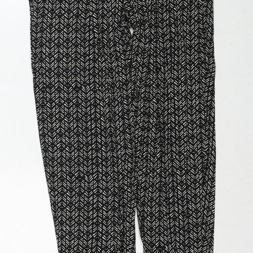 H&M Womens Black Geometric Viscose Trousers Size 6 Regular