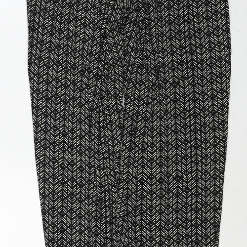 H&M Womens Black Geometric Viscose Trousers Size 6 Regular