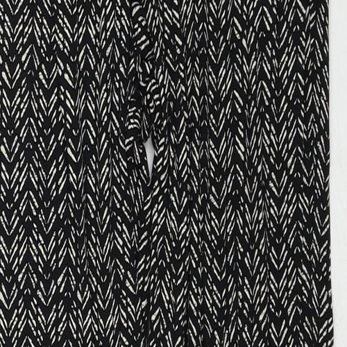 H&M Womens Black Geometric Viscose Trousers Size 6 Regular